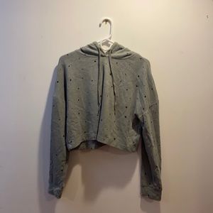 Target Wild Fable Grey/Black Star Cropped Hoodie